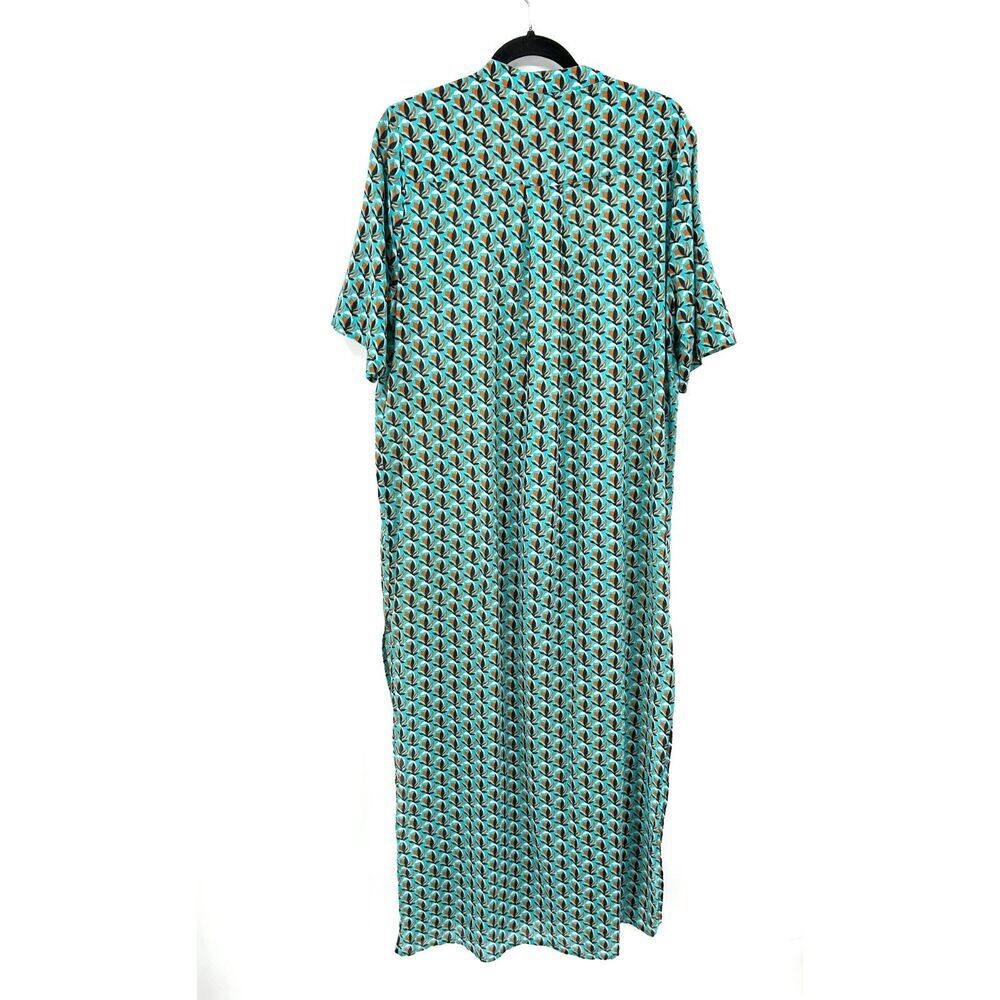 DIANE VON FURSTENBERG x Onia Blue Orange Cotton Maxi Swim Beach Cover Up Large - Picture 4 of 9